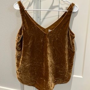 Velvet, mustard colored, sleeveless cami, size XS, by Loft